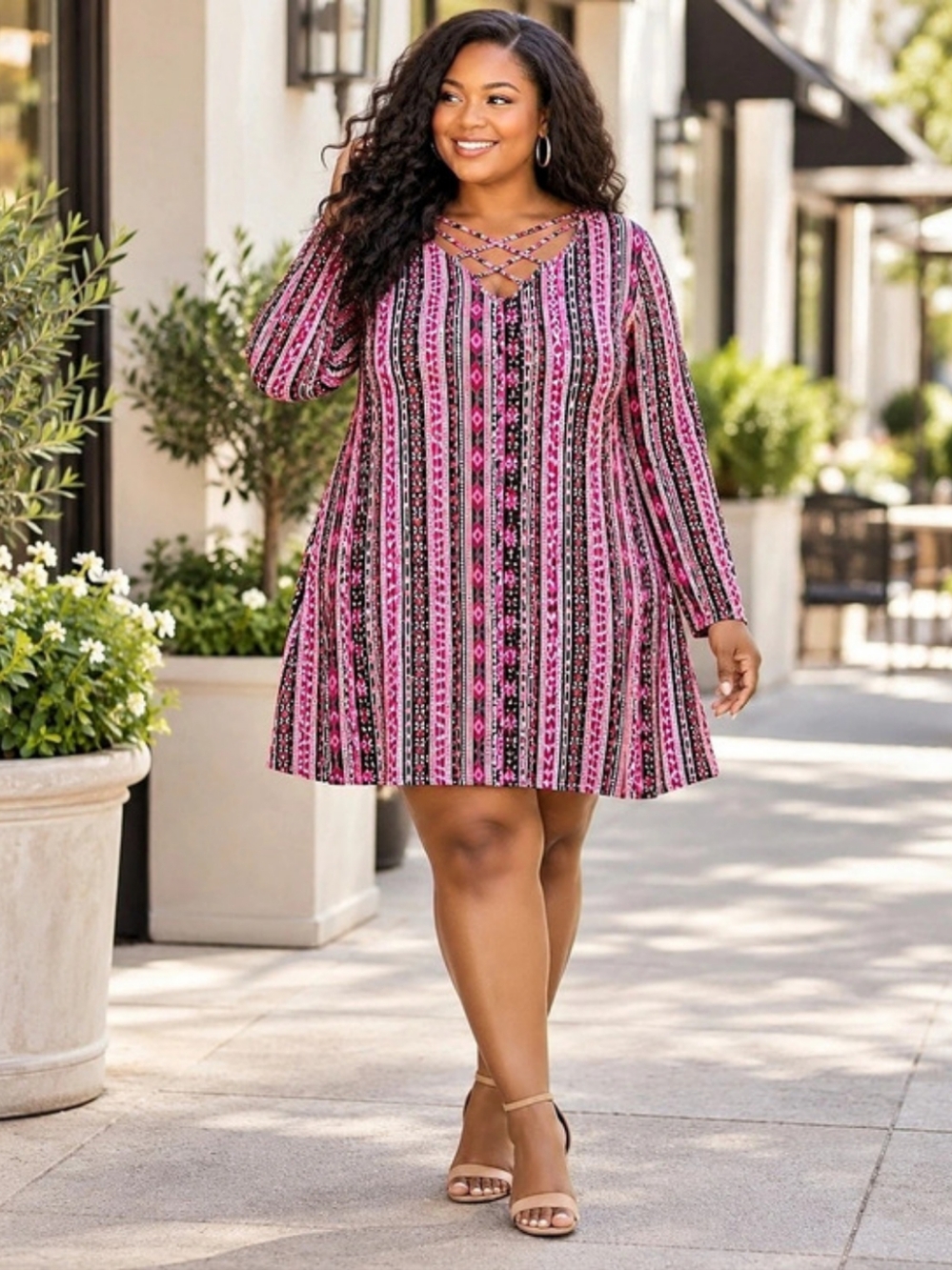 Red Criss-Cross Neckline Swing